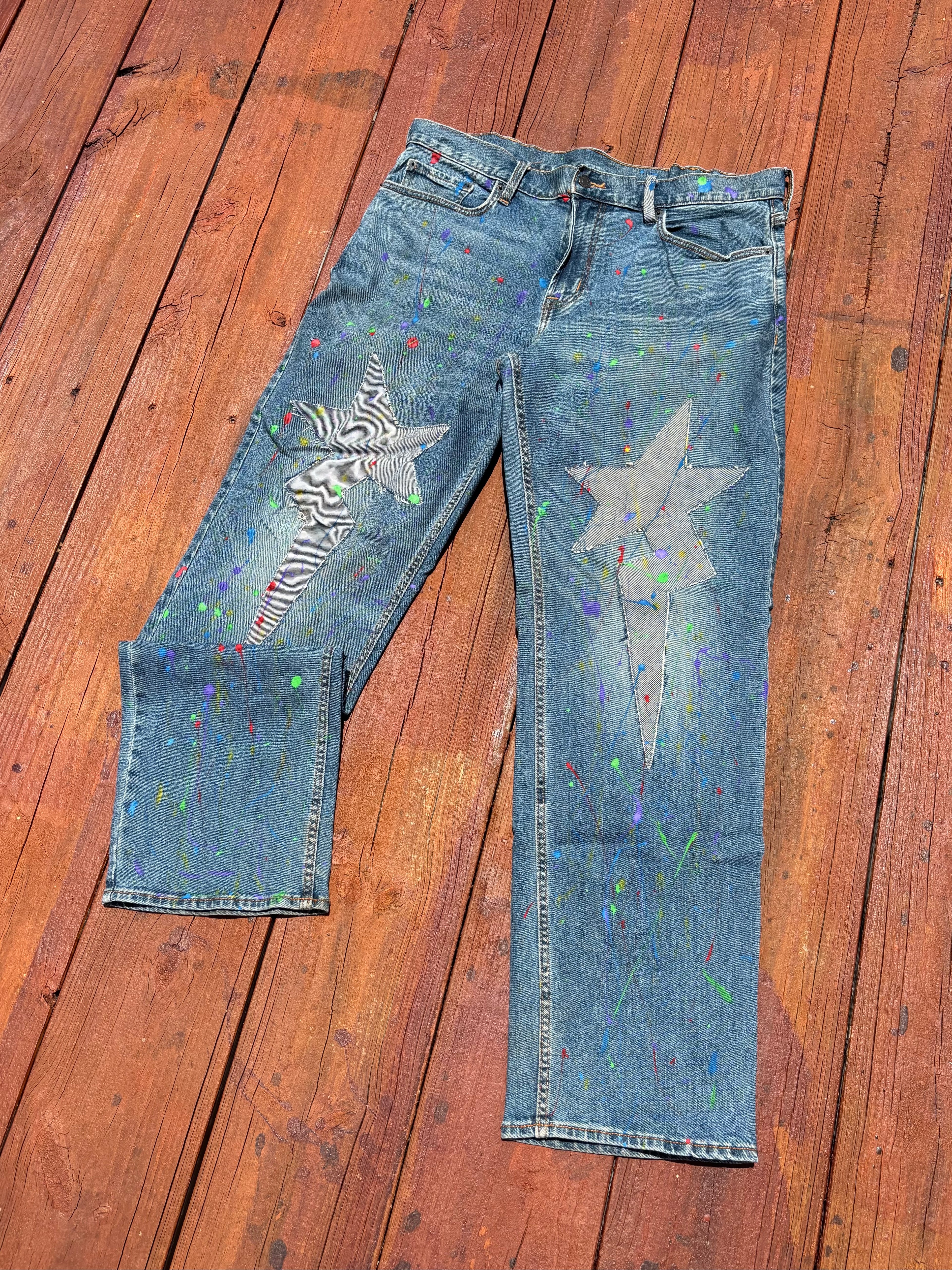1 OF ⇂ STARRY PAINTED JEANS