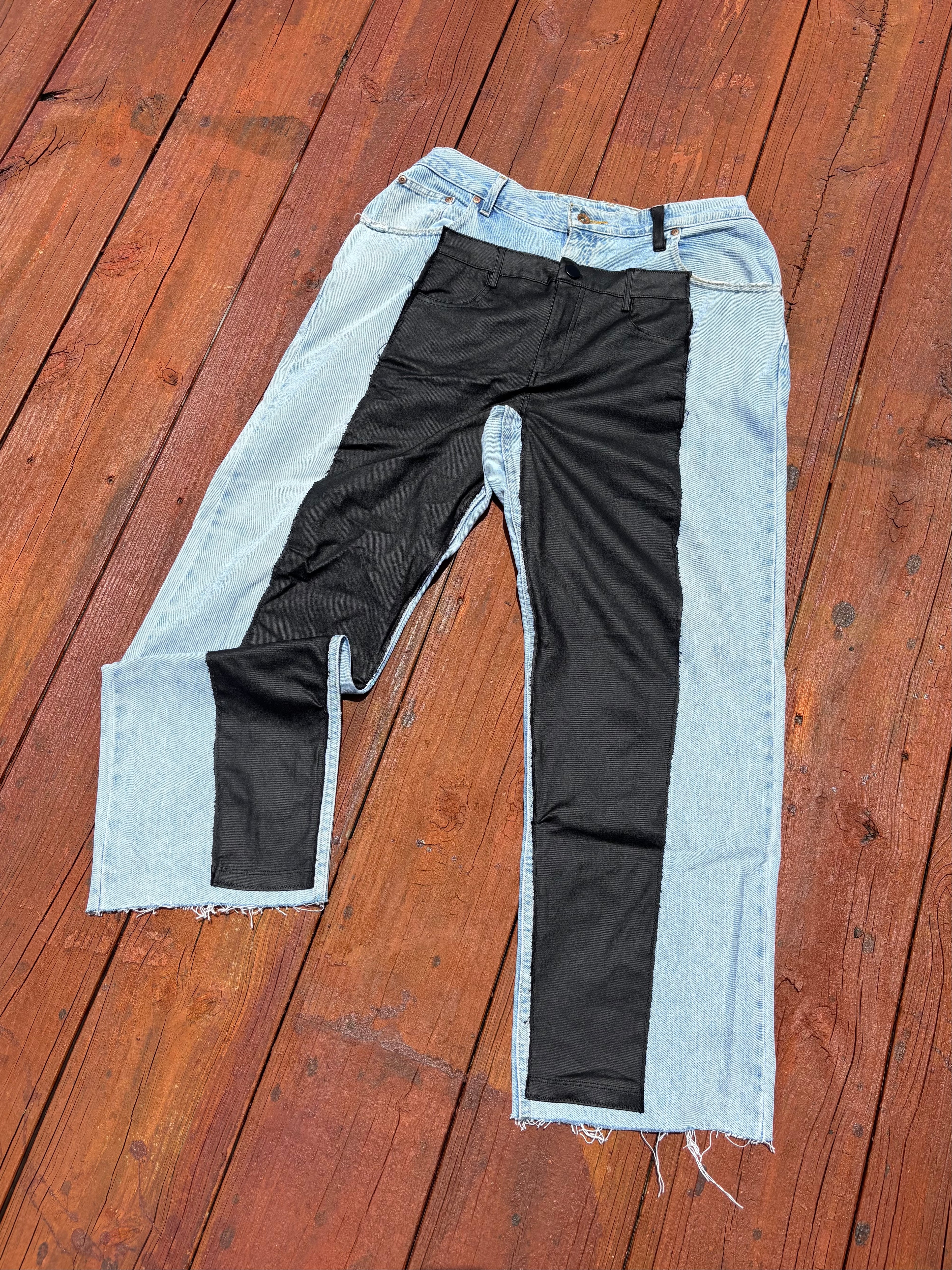 1 OF ⇂ LEATHER DOUBLE JEANS